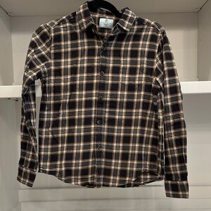 Class Club kids size 10-12 button down Plaid Shirt - Black and Tan. New with tag
